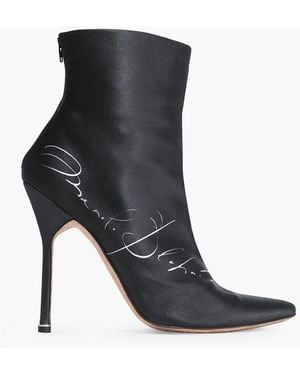 Vetements Printed Satin Ankle Boots - Black