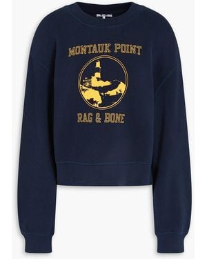 Rag & Bone Printed French Cotton-Blend Terry Sweatshirt - Blue