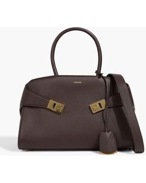 Ferragamo Hug Pebbled-Leather Tote - Brown