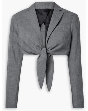 R13 Tie-front Cropped Houndstooth Wool Blazer - Grey