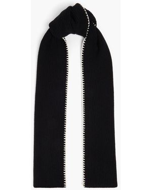 Rag & Bone Ingrid Whipstitched Ribbed Wool Scarf - Black