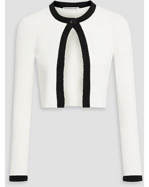 T By Alexander Wang Two-tone Stretch-knit Cardigan - White