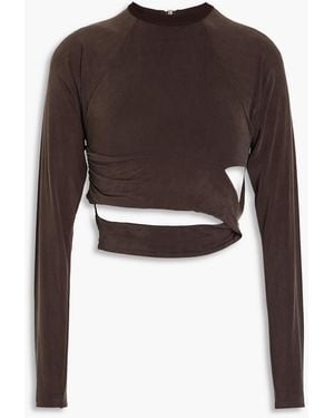 Jacquemus Cropped Cutout Stretch-jersey Top - Brown