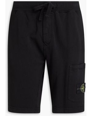 Stone Island French Cotton-Blend Terry Shorts - Black