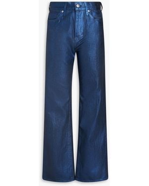 Veronica Beard Dylan Metallic Coated High-rise Straight-leg Jeans - Blue