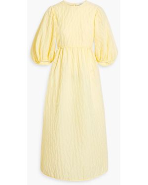 Cecilie Bahnsen Karmen Gathered Matelassé Midi Dress - Yellow