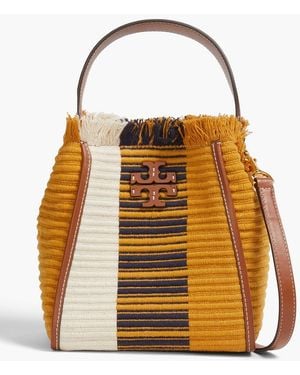 Tory Burch Mcgraw Woven Cotton Bucket Bag - Yellow