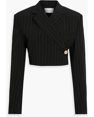 Sportmax Utopia Cropped Pinstriped Woven Blazer - Black