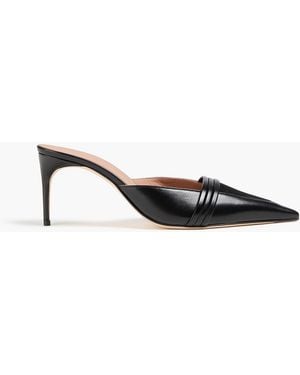 Malone Souliers Taron 70 Suede-Trimmed Leather Mules - Black