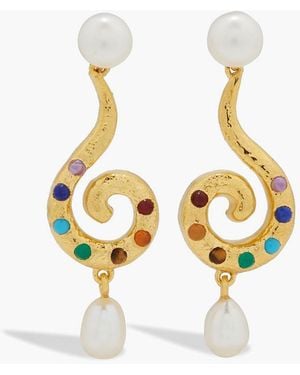 Pamela Love Hammered-Plated Multi-Stone Earrings - Metallic