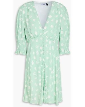 RIXO London Printed Crepon Mini Dress - Green