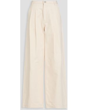 Theory Pleated Denim Wide-Leg Trousers - Natural