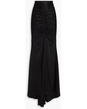 Alex Perry Sutton Ruched Satin-Crepe Maxi Skirt - Black