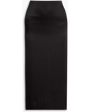 Veronica de Piante Bianca Washed-Silk Midi Skirt - Black