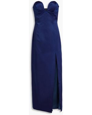 Sara Battaglia Strapless Satin Maxi Dress - Blue