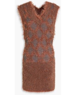 KNWLS Brushed Jacquard-knit Mini Dress - Brown