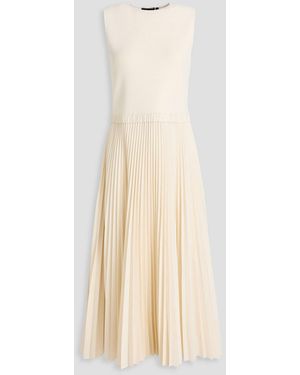 Theory Pleated Woven Midi Dress - Natural