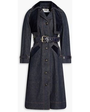 Zimmermann Velvet-trimmed Denim Trench Coat - Black