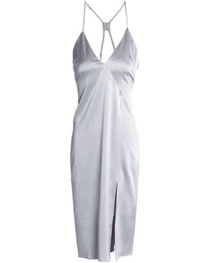Halston Split-Front Satin-Crepe Slip Dress - White