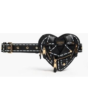 Moschino Heart Biker Printed Leather Belt Bag - Black