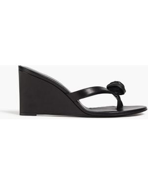 Magda Butrym Floral-Appliquéd Leather Wedge Sandals - Black