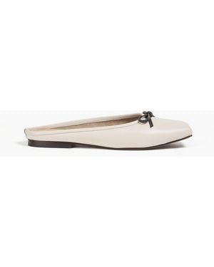 Brunello Cucinelli Bow-detailed Leather Slippers - White