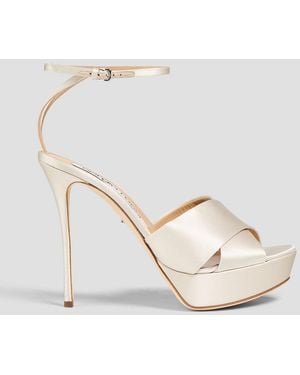 Sergio Rossi Satin Platform Sandals - Natural