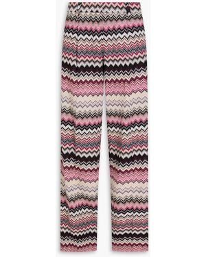 Missoni Metallic Crochet-Knit Straight-Leg Trousers - Purple