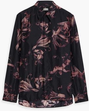Dries Van Noten Floral-Print Silk Shirt - Black