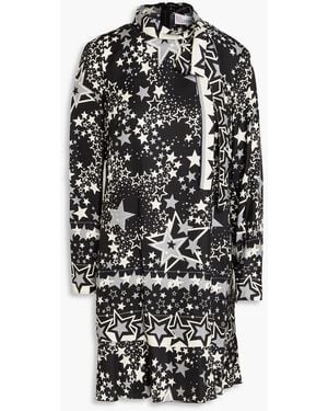 RED Valentino Pussy-bow Printed Silk-twill Mini Dress - Black