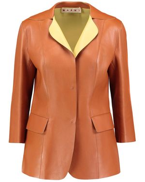 Marni Two-Tone Leather Blazer - Orange