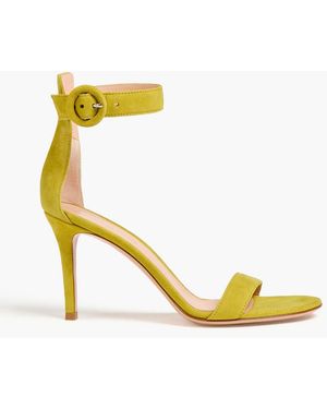 Gianvito Rossi Portofino 85 Suede Sandals - Metallic