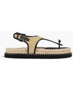 Castañer Tamesis Leather And Raffia Slingback Sandals - Natural
