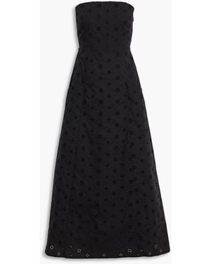 Matteau Strapless Cutout Broderie Anglaise Cotton Midi Dress - Black