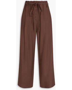 A.Emery Macie Belted Cotton-Blend Twill Wide-Leg Trousers - Brown