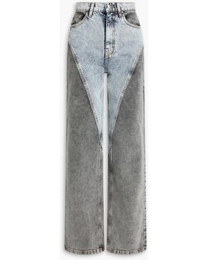 ROTATE BIRGER CHRISTENSEN Two-Tone High-Rise Straight-Leg Jeans - Grey