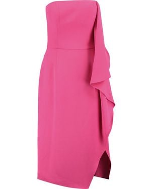 Halston Strapless Draped Crepe Dress - Pink
