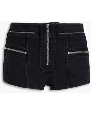 Isabel Marant Lary Plissé Denim Shorts - Black
