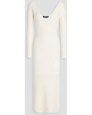 arch4 Bridgewater Ribbed Cashmere Midi Dress - White