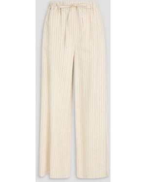 Claudie Pierlot Striped Slub Woven Wide-leg Trousers - Natural