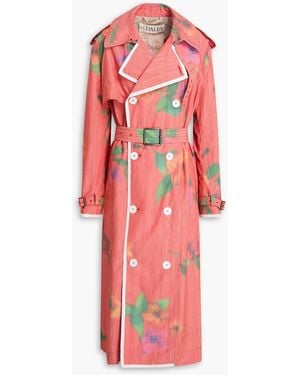 S.S.Daley Edna Printed Jacquard Trench Coat - Red
