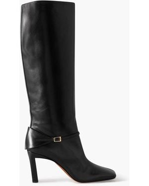 Wandler Isa Buckled Glossed-Leather Knee Boots - Black