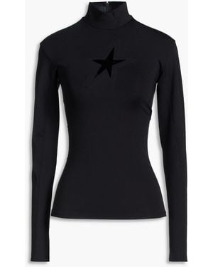Mugler Cutout Stretch-Jersey Top - Black