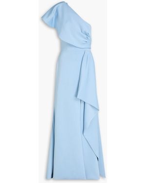 Rhea Costa Rhisa One-shoulder Draped Satin-twill Gown - Blue