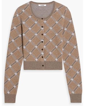 RE/DONE Cropped Jacquard-Knit Wool, Cotton And Cashmere-Blend Cardigan - Natural