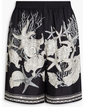 Versace Printed Silk-Twill Shorts - Black