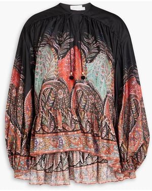 Zimmermann Paisley-Print Silk Blouse - Red