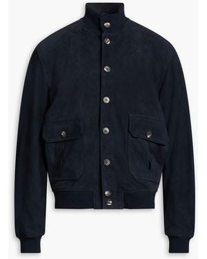 Frescobol Carioca Vicente Suede Bomber Jacket - Blue