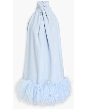 16Arlington Cynthia Feather-embellished Crepe Mini Dress - Blue