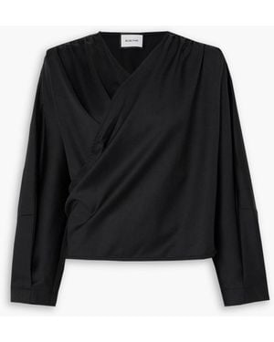 BEARE PARK Gathered Wool Wrap Top - Black